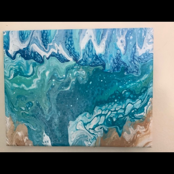 Original Handmade Acrylic Pour Painting- “Speak of the Ocean” - Picture 4 of 5